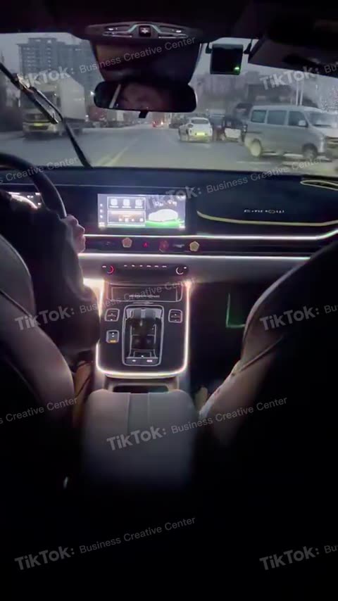Daytime car interior with amber LED glow